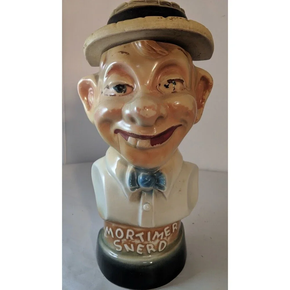 Goofy Face Of Mortimer Snerd Collectible Kentucky Whiskey Porcelain Decanter